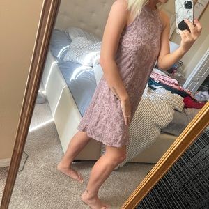 purple lace high neck dress